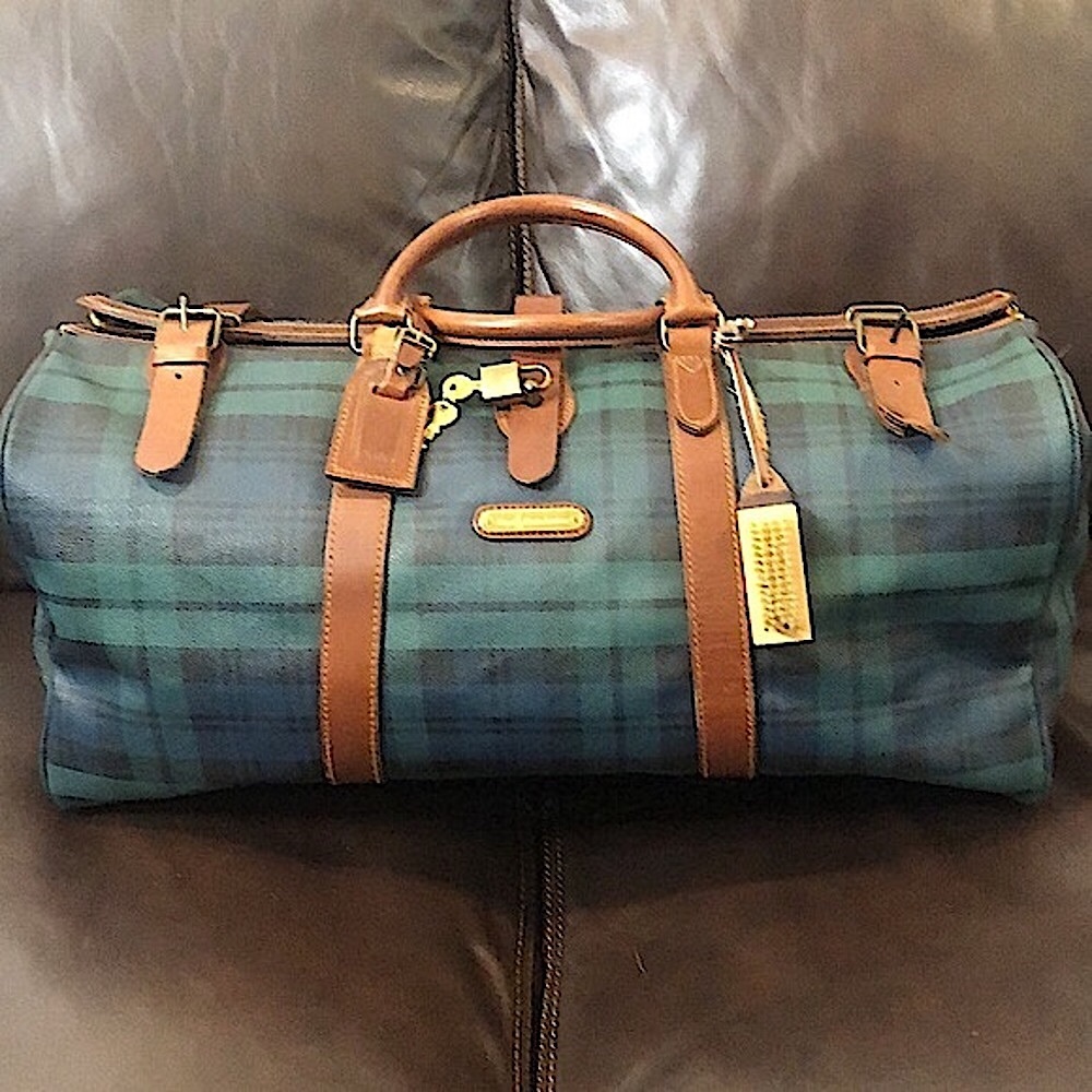 RALPH LAUREN Black Watch Plaid Speedy Boston Travel Vacation Camp Shoulder Bag
